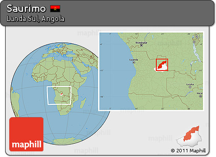 Savanna Style Location Map of Saurimo, highlighted parent region, within the entire country