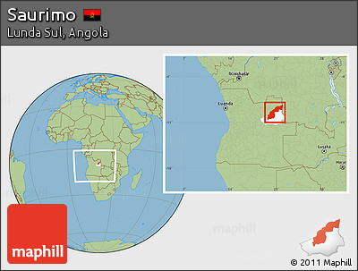 Savanna Style Location Map of Saurimo, highlighted parent region, within the entire country