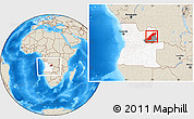 Shaded Relief Location Map of Saurimo, highlighted country, highlighted parent region, within the entire country