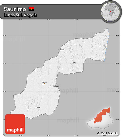 Gray Map of Saurimo, single color outside