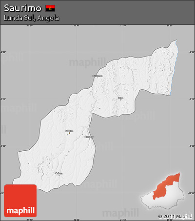 Gray Map of Saurimo, single color outside