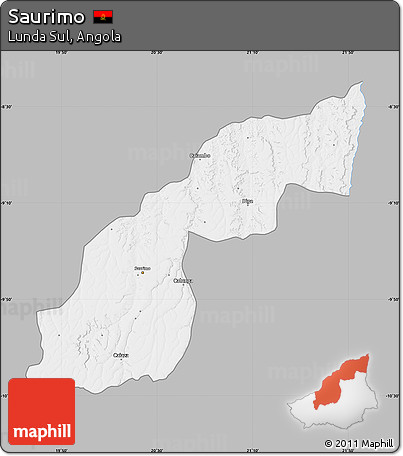 Gray Map of Saurimo, single color outside
