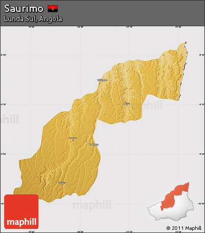 Physical Map of Saurimo, cropped outside