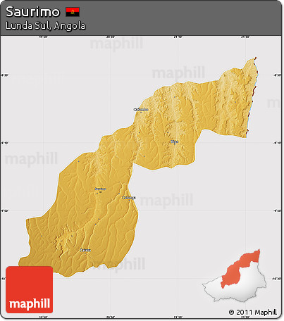 Physical Map of Saurimo, cropped outside