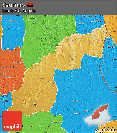 Physical Map of Saurimo, political outside