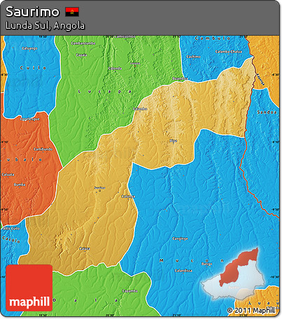 Physical Map of Saurimo, political outside