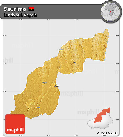 Physical Map of Saurimo, single color outside
