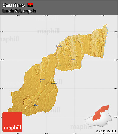 Physical Map of Saurimo, single color outside