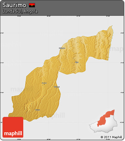 Physical Map of Saurimo, single color outside