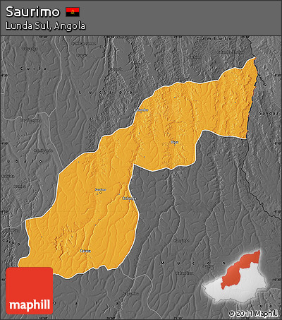 Political Map of Saurimo, darken, desaturated