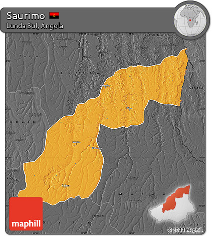 Political Map of Saurimo, darken, desaturated