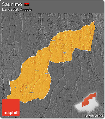Political Map of Saurimo, darken, desaturated
