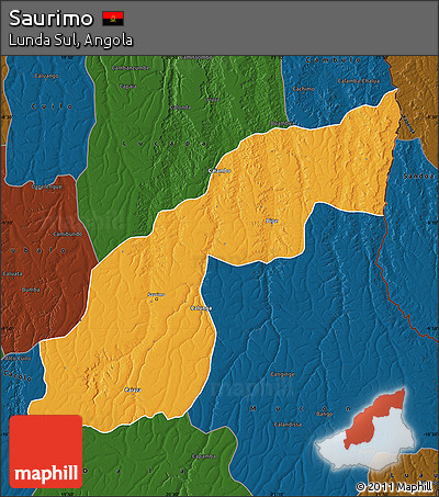 Political Map of Saurimo, darken