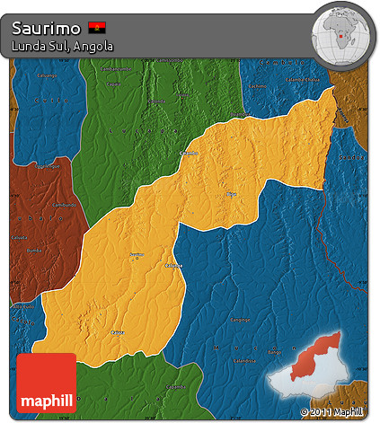 Political Map of Saurimo, darken