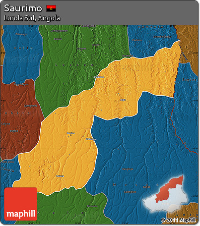 Political Map of Saurimo, darken