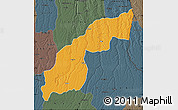 Political Map of Saurimo, darken, semi-desaturated