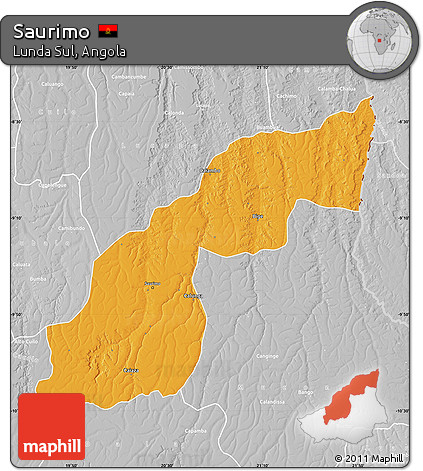 Political Map of Saurimo, lighten, desaturated