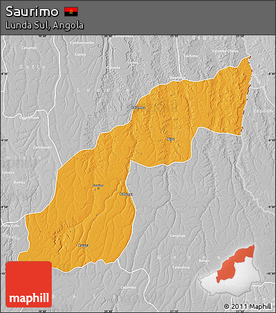Political Map of Saurimo, lighten, desaturated