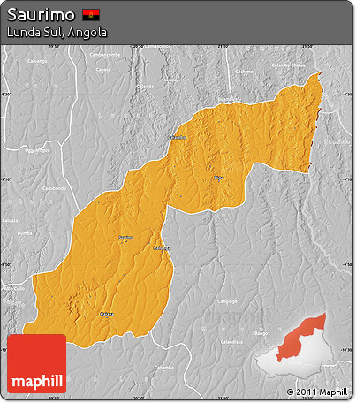 Political Map of Saurimo, lighten, desaturated