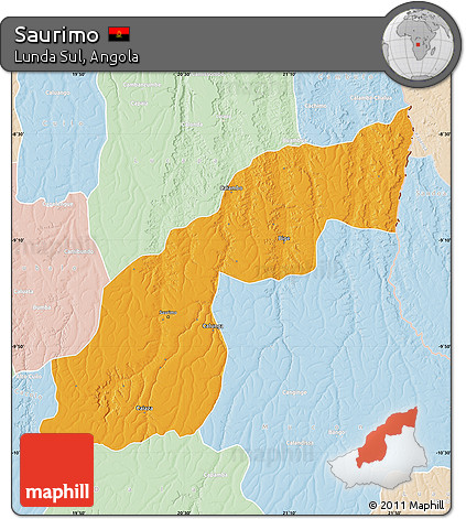 Political Map of Saurimo, lighten