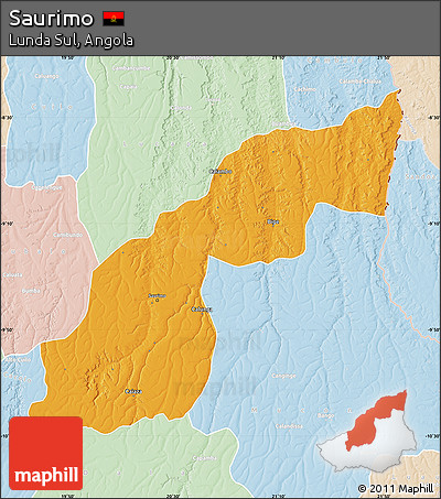 Political Map of Saurimo, lighten