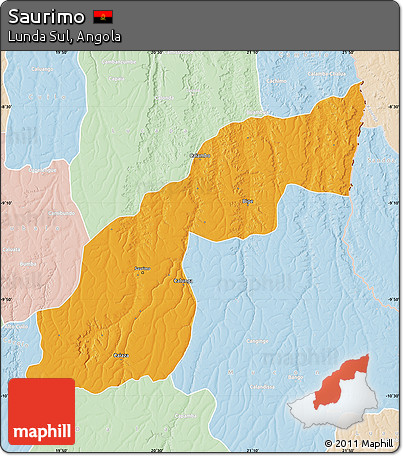Political Map of Saurimo, lighten