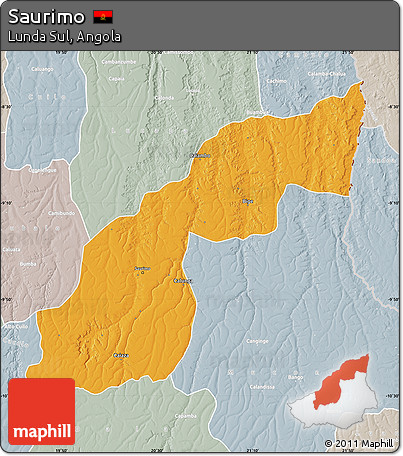 Political Map of Saurimo, lighten, semi-desaturated