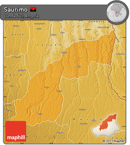 Political Map of Saurimo, physical outside