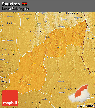 Political Map of Saurimo, physical outside