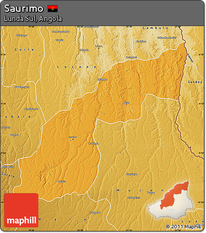 Political Map of Saurimo, physical outside