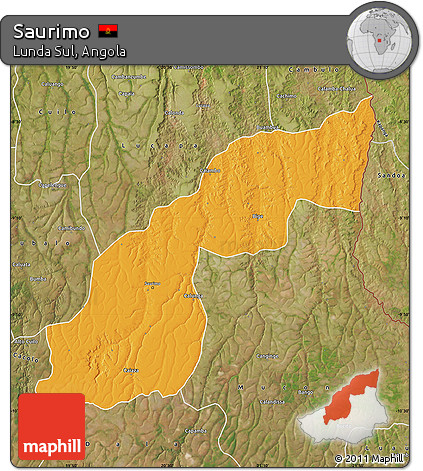 Political Map of Saurimo, satellite outside