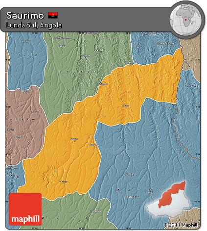 Political Map of Saurimo, semi-desaturated