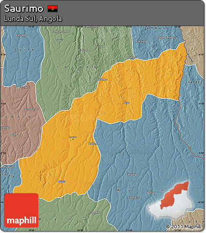 Political Map of Saurimo, semi-desaturated