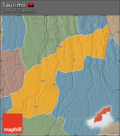 Political Map of Saurimo, semi-desaturated