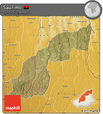 Satellite Map of Saurimo, physical outside