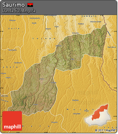 Satellite Map of Saurimo, physical outside