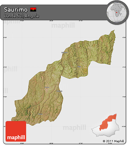 Satellite Map of Saurimo, single color outside