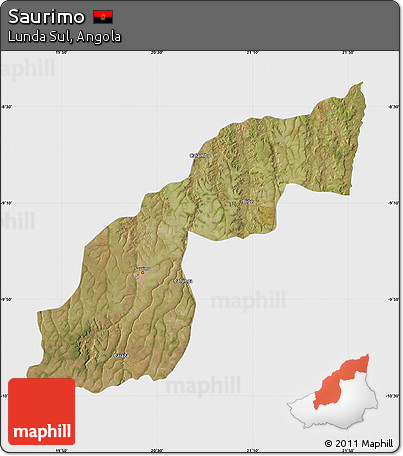 Satellite Map of Saurimo, single color outside