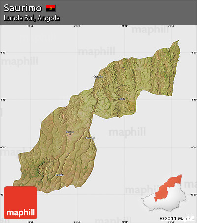 Satellite Map of Saurimo, single color outside