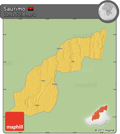 Savanna Style Map of Saurimo, single color outside