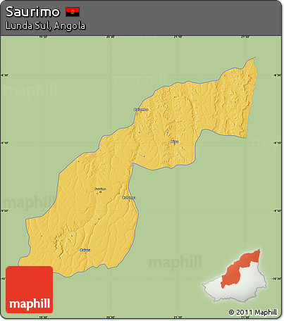 Savanna Style Map of Saurimo, single color outside