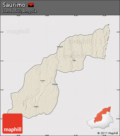 Shaded Relief Map of Saurimo, cropped outside