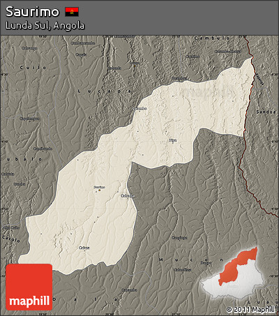 Shaded Relief Map of Saurimo, darken