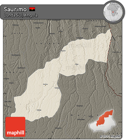 Shaded Relief Map of Saurimo, darken