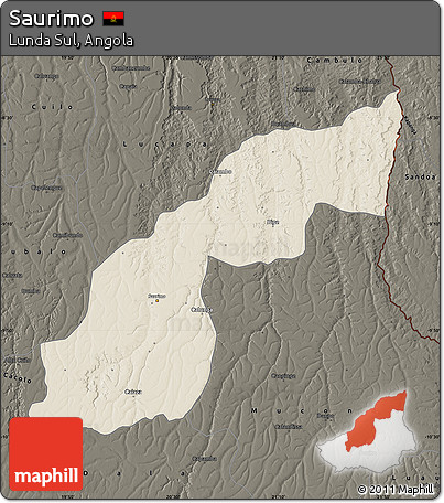 Shaded Relief Map of Saurimo, darken