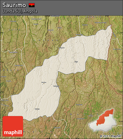 Shaded Relief Map of Saurimo, satellite outside