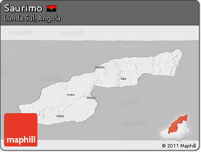 Gray Panoramic Map of Saurimo, single color outside