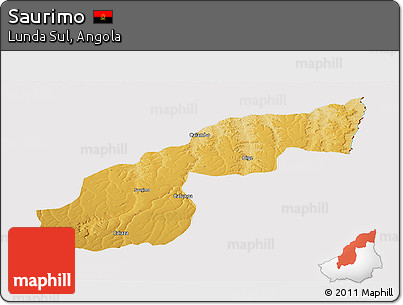 Physical Panoramic Map of Saurimo, cropped outside
