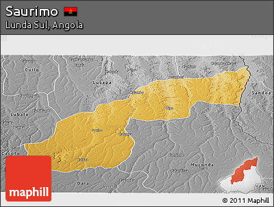 Physical Panoramic Map of Saurimo, desaturated
