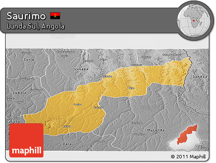 Physical Panoramic Map of Saurimo, desaturated
